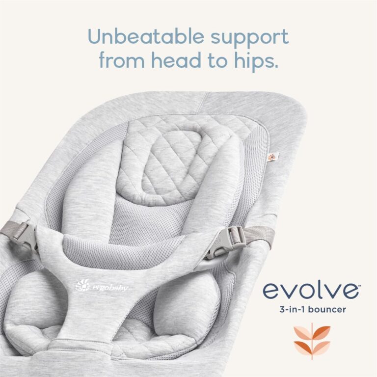 Ergobaby Evolve 3-in-1 Bouncer, Adjustable Multi Position Baby Bouncer Seat, Fits Newborn to Toddler, Oxford Blue - Image 4