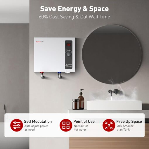 Tankless Water Heater Electric, thermomate 14kW at 240 Volt, On Demand Instant Hot Water Heater for Shower, Self-Modulating Save Energy, Save Space, 2.66GPM at 35°F Rise ET140 - Image 6