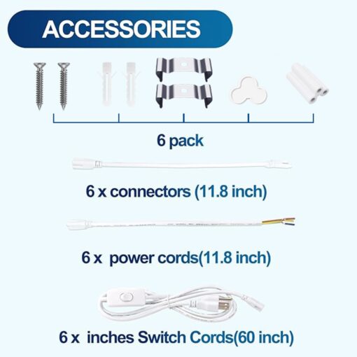 SZSKYING (6 Pack 8FT LED Shop Light,T8 Integrated LED Lights Daylight White,72W 7200LM 6500K,High Output Clear Cover,V Shape 8' LED Bulb Fixtures Linkable,8 Foot LED Shop Lights for Workshop. - Image 3