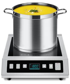AMZCHEF Induction Cooktop Commercial, Professional Portable Induction Burner, 1800W Countertop Stove Burner with ETL-Certified Induction Hot Plate 3 Hours Timer,8 Temperature & Power Levels,LCD Screen