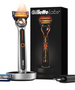 Gillette Heated Razor for Men, Starter Shave Kit by GilletteLabs, 1 Handle, 2 Razor Blade Refills, 1 Charging Dock