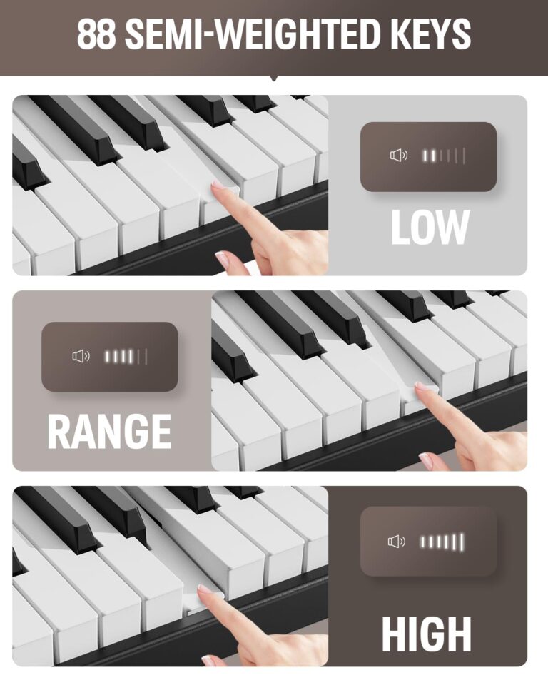 Finger Dance Folding Piano Keyboard 88 Keys, Portable Electric Keyboard with Bluetooth MIDI, Full Size Digital Piano, Wood Grain, Semi-Weighted, Touch Sensitive, with Storage Bag for Beginner - Image 3