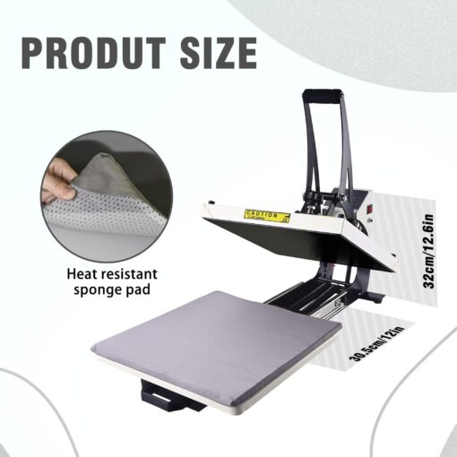 ColorSub Heat Press 15x15 inch Industrial Quality Heat Press Machine with Slide Out Drawer, Heat Press Machine for T Shirts, White - Image 4