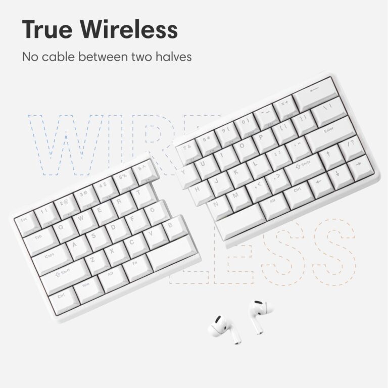NocFree Wireless Ergonomic Split Mechanical Keyboard with Wrist Rest- Silent, RGB, Hot-Swappable, Compact 60% Layout, Foam Palm Rest, Programmable for Mac & Windows, PBT Keycaps - Image 4