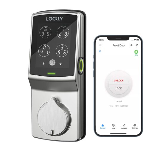 Lockly Secure Pro Bluetooth Smart Door Lock, Keyless Entry with PIN Genie® Digital Keypad, 3D Biometric Fingerprint Sensor Front Door Lock Deadbolt, Voice Control & Auto Lock - Deadbolt Edition