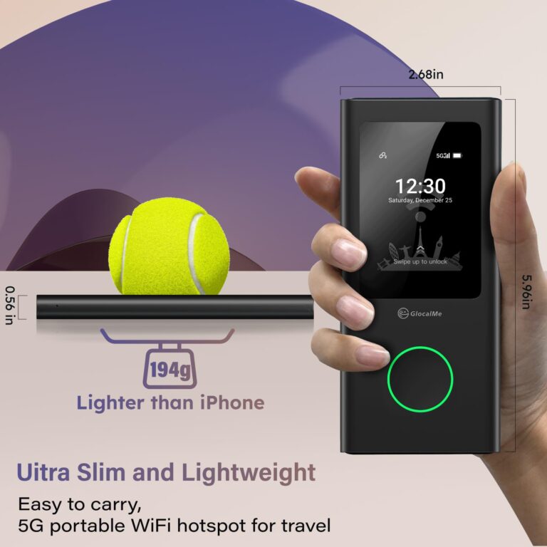 GlocalMe Numen Air 5G Mobile Hotspot, Portable WiFi Hotspot for Travel in 200+ Countries, Ultra High Speed Hotspot Device with Global 1.1GB Data, No SIM Card Required, 16 Connected Devices - Image 2