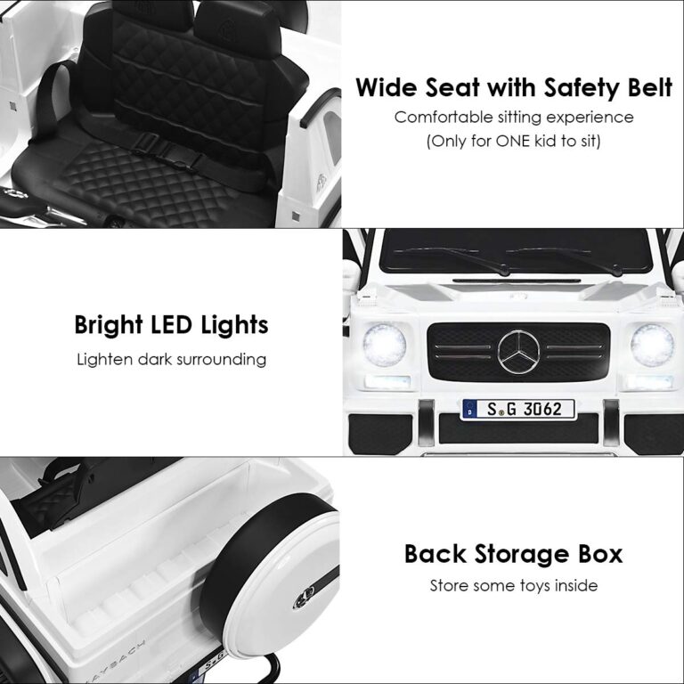 Costzon Ride on Car, Licensed Mercedes-Benz Maybach, 12V Battery Powered Vehicle Toy w/ 2 Motors, Remote Control, 3 Speeds, Lights, Horn, Music, Aux, Storage, Truck, Electric Car for Kids (White) - Image 6