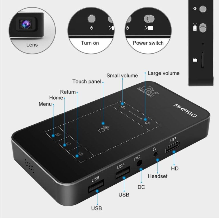 AKASO WT50 Mini Projector with WiFi and Bluetooth, 1080P DLP Portable Movie Projector Home and Outdoor, Built-in Battery & Android System, Cookie Projector for iPhone and Phone - Image 2
