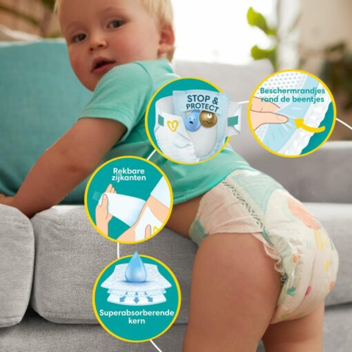 Pampers Baby-Dry Size 6, 148 Diapers, 13kg - 18kg, with A Stop & Protect Pocket at The Back That Provides Up to 100% Protection Against Leaks at Night - Image 5