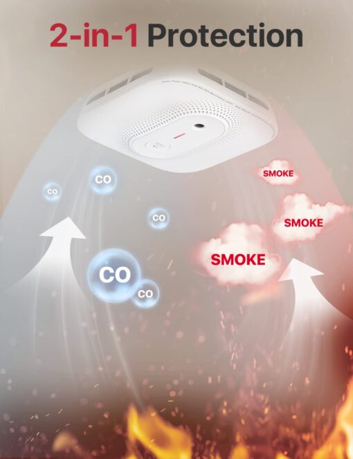 X-Sense Battery Powered Combination Smoke and Carbon Monoxide Detector with Voice Location, Wireless Interconnected Smoke Detector Carbon Monoxide Detector Combo, Model XP02-WR, 6-Pack - Image 5