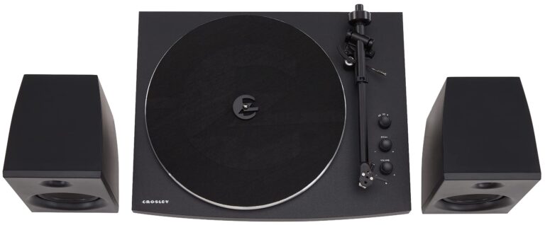 Crosley T150B-BK Modern 2-Speed Bluetooth Turntable System with Variable Weighted Tone Arm and Stereo Speakers, Black - Image 5
