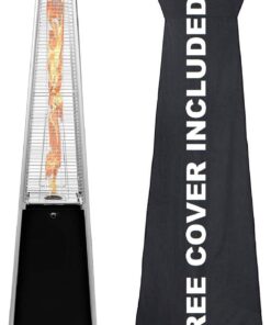 Avenlur Outdoor Patio Propane Space Heater - 48,000 Btu Pyramid Propane Heater, Outdoor Heater, Portable Heater, Patio Heater Propane, W/Wheels, Protective Cover (Black)