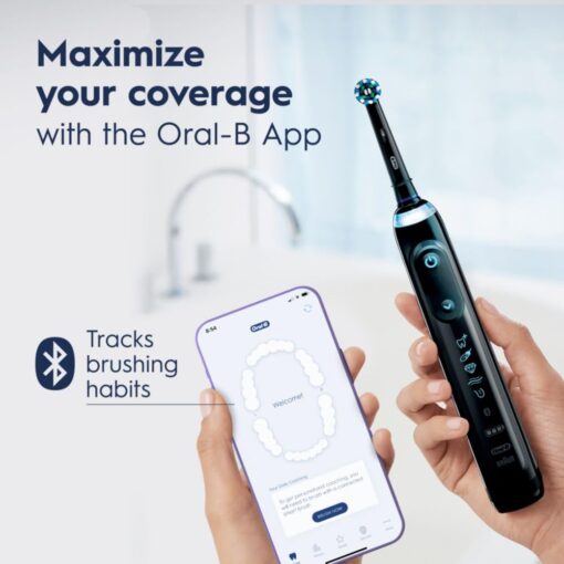 Oral-B Genius X Limited Rechargeable Electric Toothbrush with 1 Replacement Brush Head, Travel Case, Midnight Black - Image 4