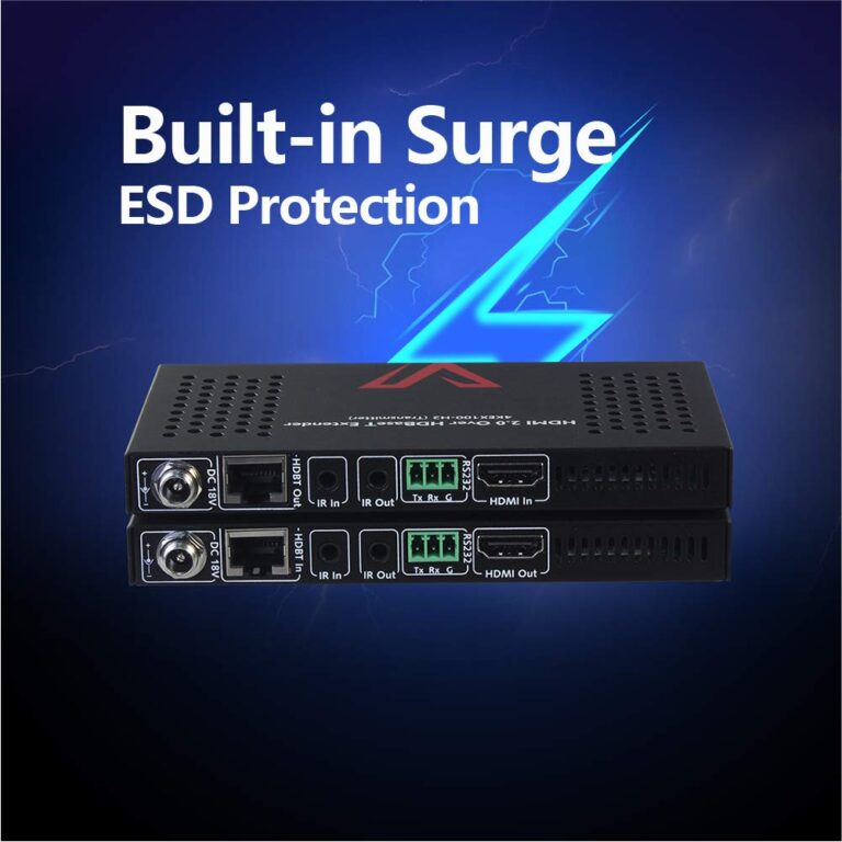 AV Access HDBaseT HDMI Extender Over Cat5e/6/6a/7 Ethernet up to 330ft/100m 4K@60Hz, Supports HDCP2.2, HDMI2.0, Bi-Directional IR and RS232 Pass-Through, Auto EDID, PoE, CEC, Dolby Vision(4KEX100-H2) - Image 2