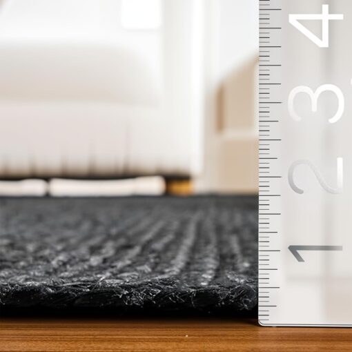 GRUHUM Black Jute Area Rug 10ft Natural Fiber Round Handwoven Boho Farmhouse Rustic Vintage Soft Braided Reversible EcoFriendly Rugs for Indoor Kitchen Bedroom Living Room Hallways (10' ft Round) - Image 5
