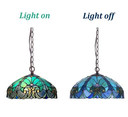COTOSS Tiffany Pendant Light fixtures Hanging Lamp Stained Glass Light Decor for Dining Living Room Kitchen Island Study Hallway - Image 3