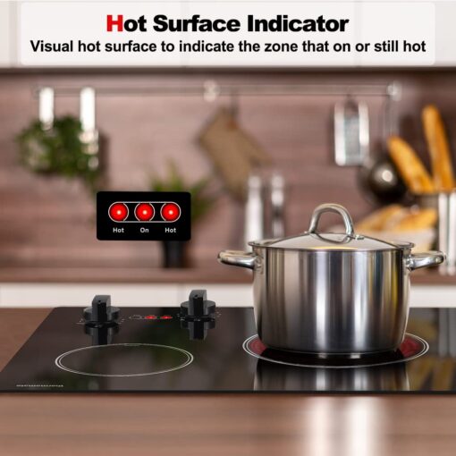 Apartment Electric Cooktop, ThermoMate 21 Inch Built-in Radiant Electric Stove Top, 3700W Ceramic Stove Top with 2 Burners, UL Certified, Knob Control, 240V - Image 6