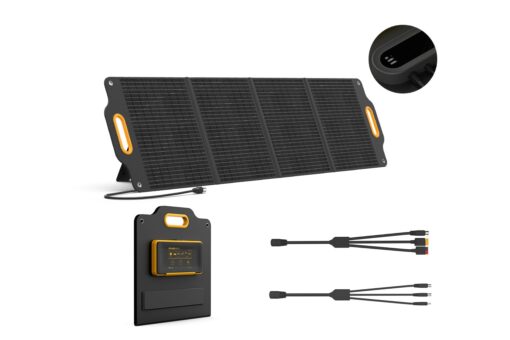 Powerness 200 Watt 18V Portable Solar Panel Solar Charger with LCD Digital Window, Foldable Solar Panel with USB-C Cable&USB-A Output for Portable Power Station Solar Generator, RV, Camping, Outdoors
