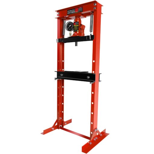 12 Ton Hydraulic Press, H-Frame Garage Floor Shop Press with Built-in Relief Valve & Pressure Gauge to Bend, Straighten, Or Press Parts, Install Bearings & U-Joints