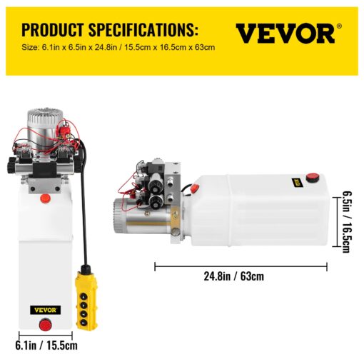 Happybuy Hydraulic Pump 12V DC Hydraulic Power Unit Double Acting Double Solenoid Hydraulic Power Pack Unit with 8L Plastic Tank Max Pressure 200 Bar for Car Liftng - Image 4
