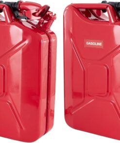 Wavian 5.3 Gallon 20 Liter Authentic CARB Fuel Jerry Can w/Spout, Wavian USA Authentic NATO Jerry Can and Spout System - Rust-Proof, Red, 5 Gallon Gas Cans for Gasoline, Pack of 2