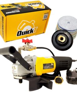 QuickT SPW702A Concrete Countertop Wet Polisher Variable Speed Grinder Sander Granite Stone Polisher Polishing Fabrication Tools Kit - 4" Diamond Polishing Pads for Concrete Granite Marble Tile Polish