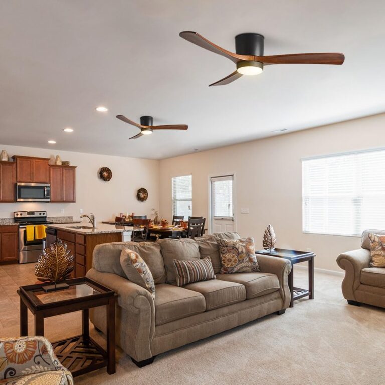 IBalody 48in Ceiling Fans with Lights ETL Listed Black Ceiling Fan Living Room Dining Room Ceiling Lights Fan Lighting 6 Gear Wind Speed Ceiling Fan with Light Wooden Fan Blades - Image 6