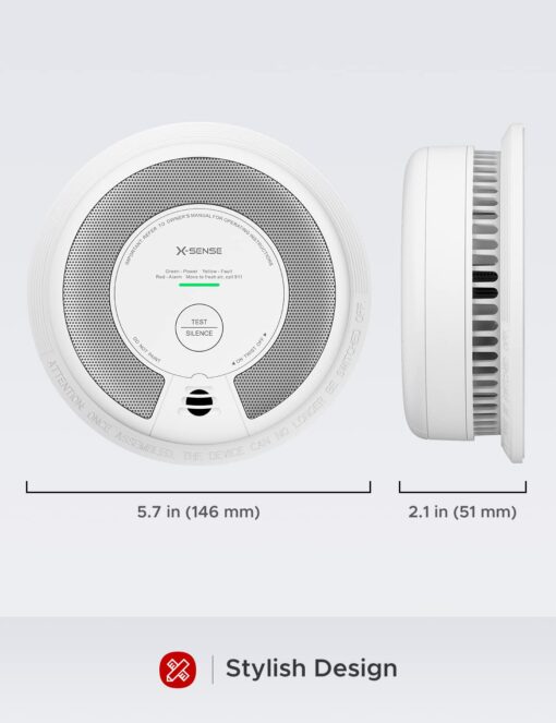 X-Sense 2-in-1 Smoke and Carbon Monoxide Detector Alarm (Not Hardwired), 10-Year Battery-Operated Dual Sensor Fire & CO Alarm, SC06, 5-Pack - Image 2