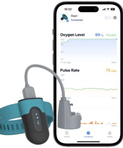 Vibeat Wrist Pulse Oximeter - OxyU Bluetooth Wearable Blood Oxygen Monitor with Finger Sensor | Heart Rate & O2 Tracking Continuously, Real-time Reminder, Free APP & PC Report, FSA/HSA Eligible