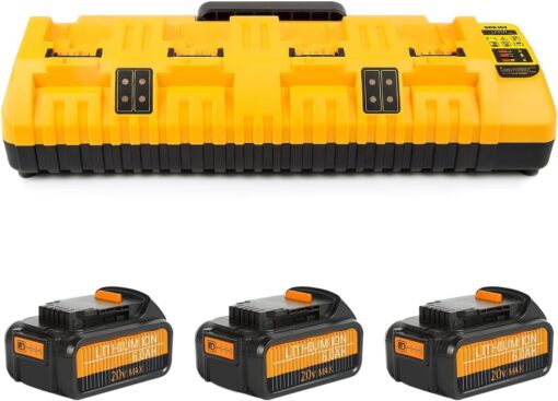COOMYXIN 20v max Battery and Charger Combo with 3-Pack 6.0Ah 20V Batteries and 4-Port DCB104 Charger, Compatible with Dewalt 12V-20V Batteries and All Dewalt 20V Cordless Tools