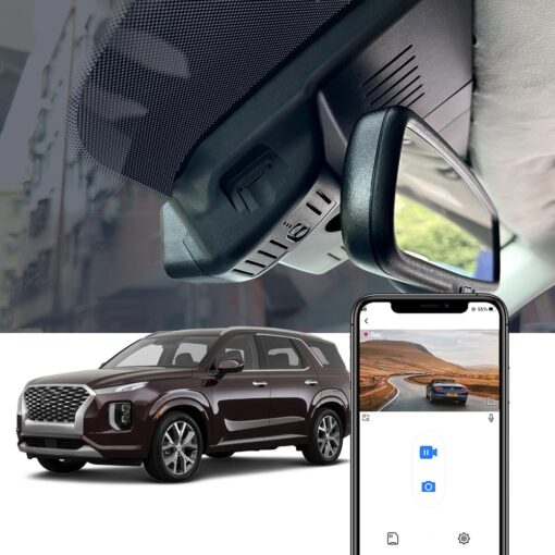 Fitcamx 4K Dash Cam Suitable for Hyundai Palisade 2020 2021 2022 (Part No#S8000) Limited SE SEL Calligraphy, OEM Look, UHD 2160P Video, Loop Recording, WiFi & APP, G-Sensor, Easy to Set, 64GB Card