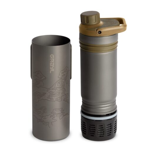 GRAYL UltraPress Titanium 16.9 oz Water Purifier & Filter Bottle for Hiking, Backpacking, Survival, Bushcraft, Travel (Coyote Brown) - Image 9