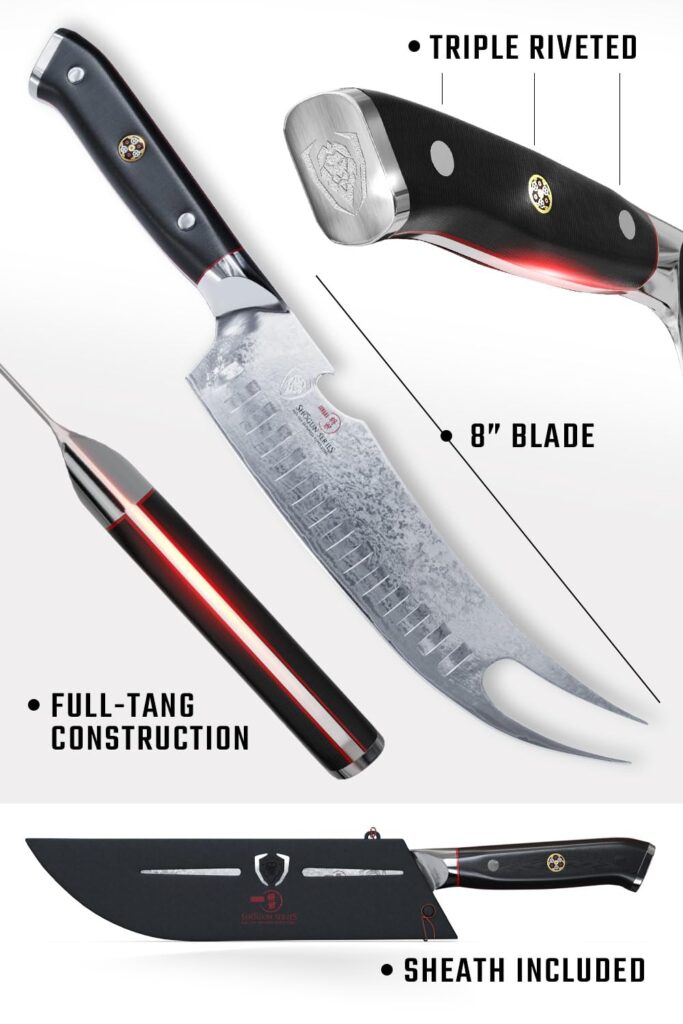 Dalstrong Pitmaster BBQ & Meat Knife - 8 inch - Shogun Series ELITE - Forked Tip & Bottle Opener - Japanese AUS-10V Super Steel Kitchen Knife - G10 Handle - Razor Sharp - w/Sheath - Image 5