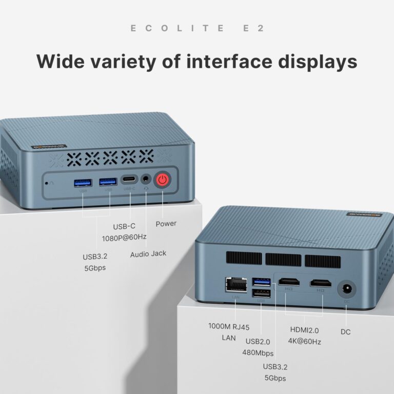 BOSGAME E2 Mini PC Desktop Computers, AMD Ryzen 5 3550H, 16GB DDR4, 512GB SSD, Win 11 Pro, 4K Triple Display, Type-C/USB3.2, RJ45/Wi-Fi 5/BT 5.0, Compact Silent PC for Office, Streaming, Home Theater - Image 4