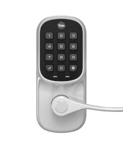 Yale | LiftMaster Smart Lock with Keypad Lever - Works with myQ App & Key by Amazon in-Garage Delivery when paired with Smart Garage Hub (sold separately), Satin Nickel