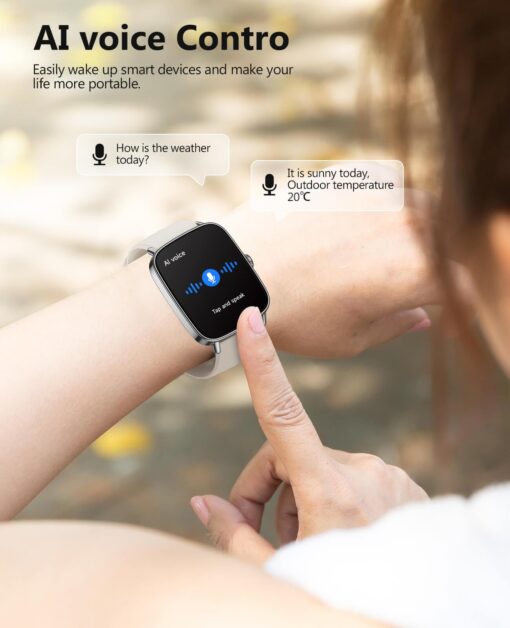 2025 Smart Watches for Women Men, 1.85" AI Voice Smartwatch, 24/7 Heart Rate Monitor, Stress/SpO2/Sleep Tracker, IP68 Waterproof, Weather, 100+ Sports Fitness Tracker for Android iOS Khaki - Image 6