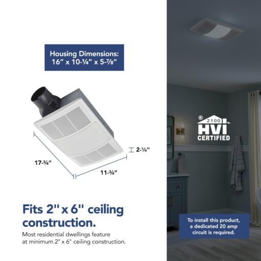 Broan-NuTone BHFLED110 PowerHeat Bathroom Exhaust Fan, Heater, and LED Light Combination, 110 CFM - Image 5