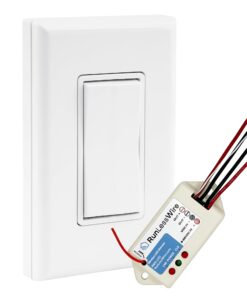 RunLessWire Low Voltage 8-30VDC Dimming Self Powered (NO Batteries) Wireless Light Switch - No Wiring, Battery, or WiFi Needed - Basic Low Volt Dimmer Kit: 1 Receiver, 1 Switch – White