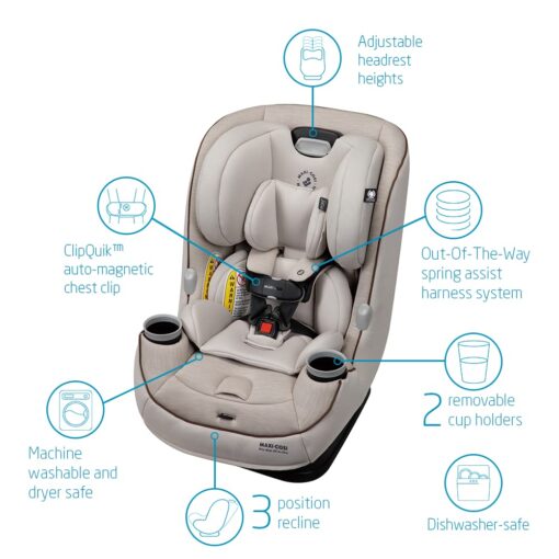 Maxi-Cosi Pria Max All-in-One Convertible Car Seat, Rear Facing Car Seat (4-40 lbs), Forward Facing Car Seat (22-65 lbs), High Back Booster Seat (40-100 lbs), Pure COSI, Desert Wonder - Image 8