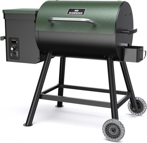 DAMNISS Grills DAPG-03 Electric Wood Pellet Smoker Grill, 456 SQ.IN Cook Area Pellet Grill with Auto Feed & PID Temperature Control (180-450°F), 8 in 1 BBQ Grill for Backyard Outdoor