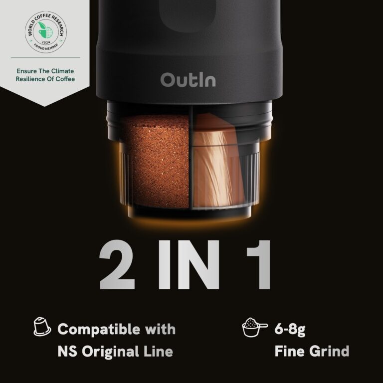 OutIn Nano Portable Electric Espresso Machine, Travel Coffee Maker for Camping, Car Coffee Maker Self-Heating with USB-C, With Ground Coffee & NS Capsule for RV, Hiking, Office - Image 4