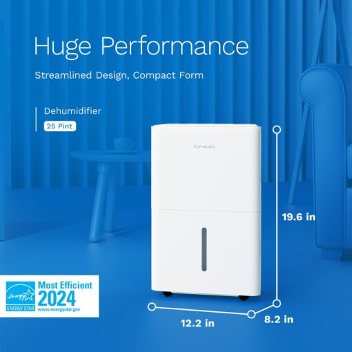 hOmeLabs 1,800 Sq. Ft Energy Star Dehumidifier – 25 Pint, High-Efficiency Moisture Removal for Home, Bedroom, Bathroom & Medium Rooms – Powerful Humidity Control, Quiet & Portable with Auto Shut-Off - Image 8