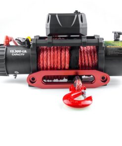 RUGCEL WINCH 13500lb Waterproof Electric Truck Winch 12V Synthetic Rope Jeep Winch with Hawse Fairlead,Wired Handle and 2 Wireless Remote,for Trailer and Wrangler in Car Lift