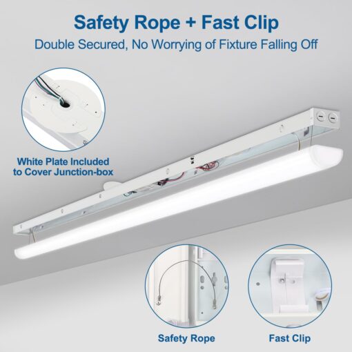 DAKASON 8FT LED Linear Light Fixture, 8 Foot LED Shop Lights 80/70/60W 35/40/5000K CCT Selectable, 8 Feet Commercial Bay Lighting Fluorescent Tube Replacement for Garage Warehouse 4 Pack - Image 2