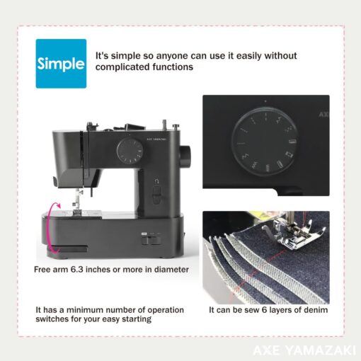 AXE Yamazaki sewing machines MM-10 | Sewing machine For Beginners,Foot Pedal, Designed by JAPAN,Mini sewing machine,Lightweight Portable & Great for Beginners, - Image 7