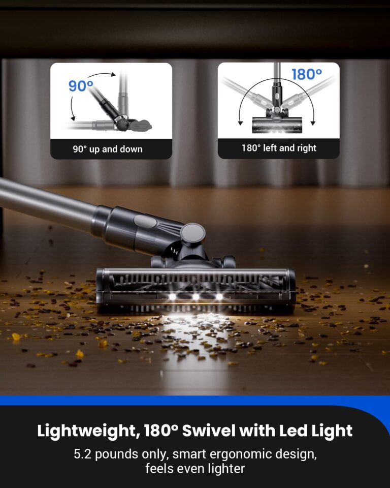 Proscenic Cordless Vacuum Cleaner, Wet Dry Vacuum and Mop Combo All in one, 45Kpa Suction Lightweight Stick Vacuum with LED Display, 50Mins Runtime Rechargeable Vacuum for Pet Hair, P11 Pro Mopping - Image 4