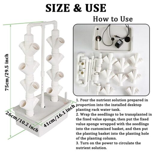 QZQHNYJ 16/24-Holes Hydroponics Growing System Vertical Garden Planter Indoor Smart Garden Kit with Pump and Movable Water Tank for Gardening Lover,24holes - Image 3