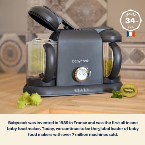 BEABA Babycook Duo 4 in 1 Baby Food Maker, Puree Steamer and Blender for Purees, Grinder with Auto Steam Cooking, Lrg 9.1 Cup Capacity, Makes 54 Servings in 20 Mins, Charcoal - Image 6