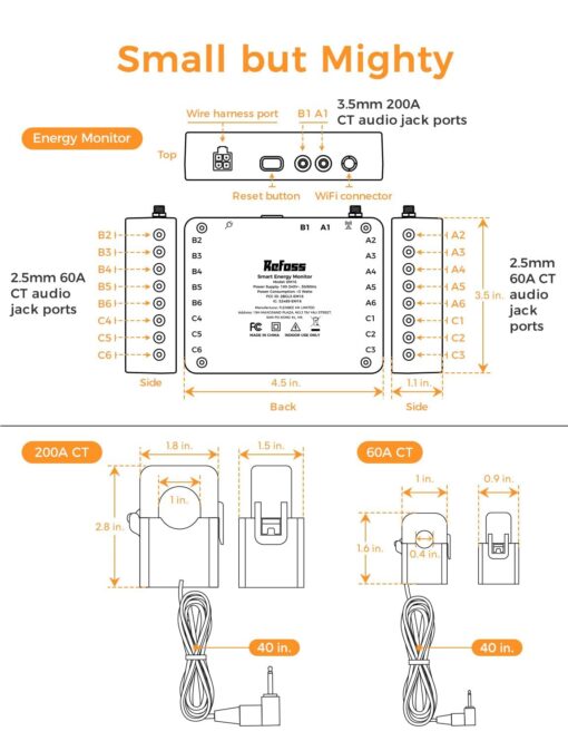 Smart Home Energy Monitor Supports Home Assistant, Real-Time Accurate Energy Consumption Tracking, Electricity Usage Monitor with 16x60A Circuit Sensors, 36-Month History, Solar Metering, 2.4G - Image 2