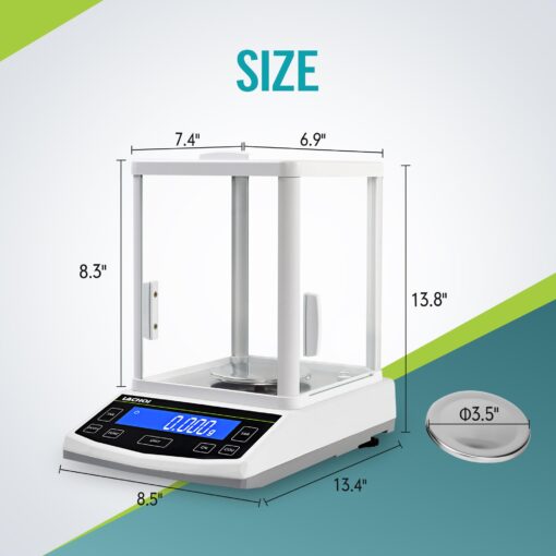LACHOI Lab Scale 0.001g x 300g High Precision Scale, LCD Display, Sealed Windshield, Unit Conversions, Stainless Steel, White - Image 2